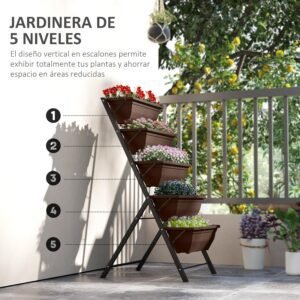 jardinera vertical para balcón con 5 niveles ideal para cultivar plantas en casa