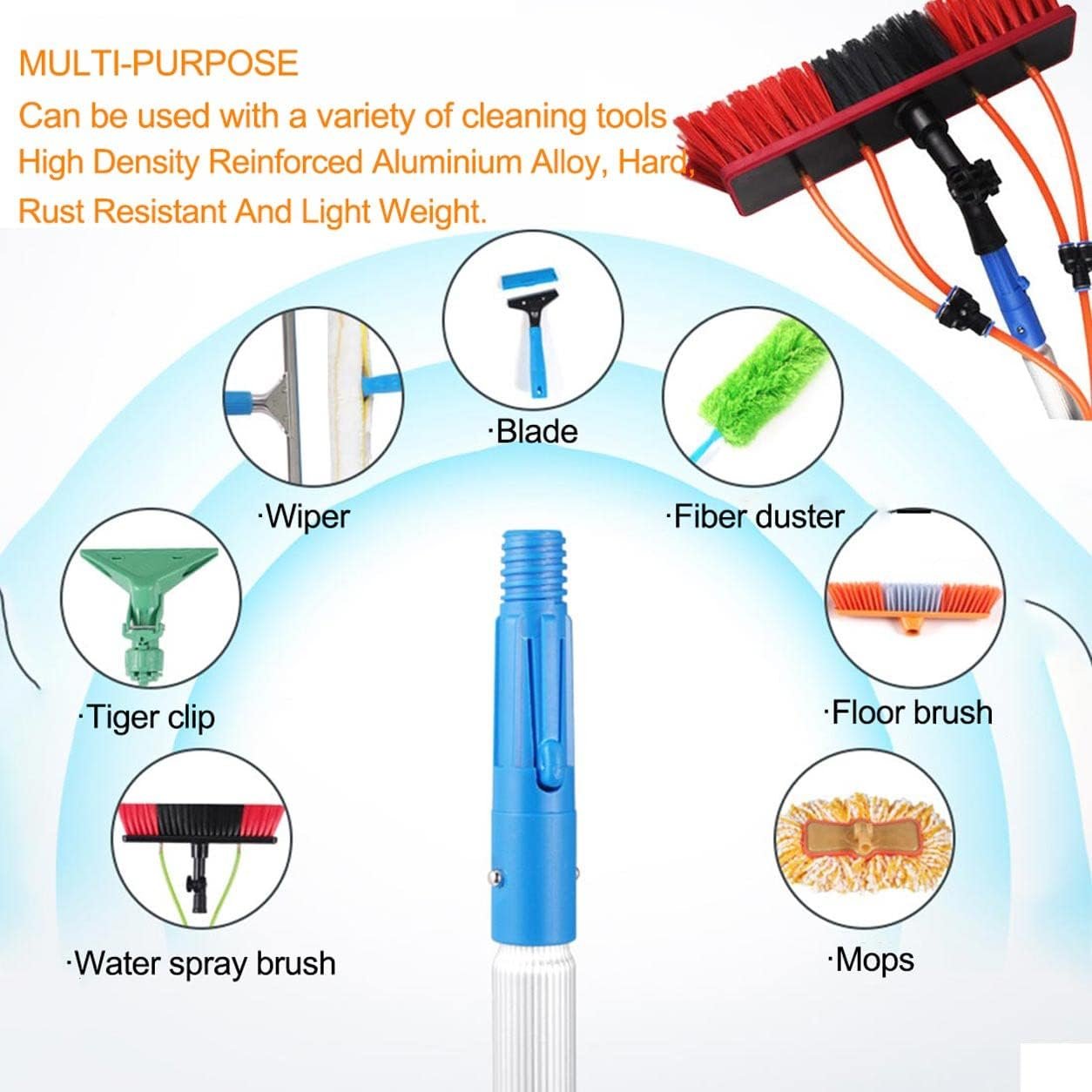 Cepillo telescópico con agua para limpiar paneles solares, cristales y fachadas mantenimiento de panel solar en vivienda