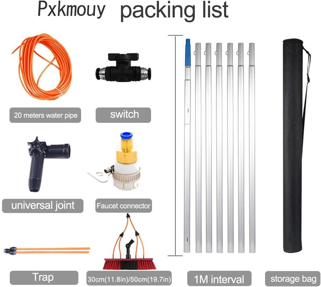 Cepillo telescópico con agua para limpiar paneles solares, cristales y fachadas cepillo extensible piezas pack