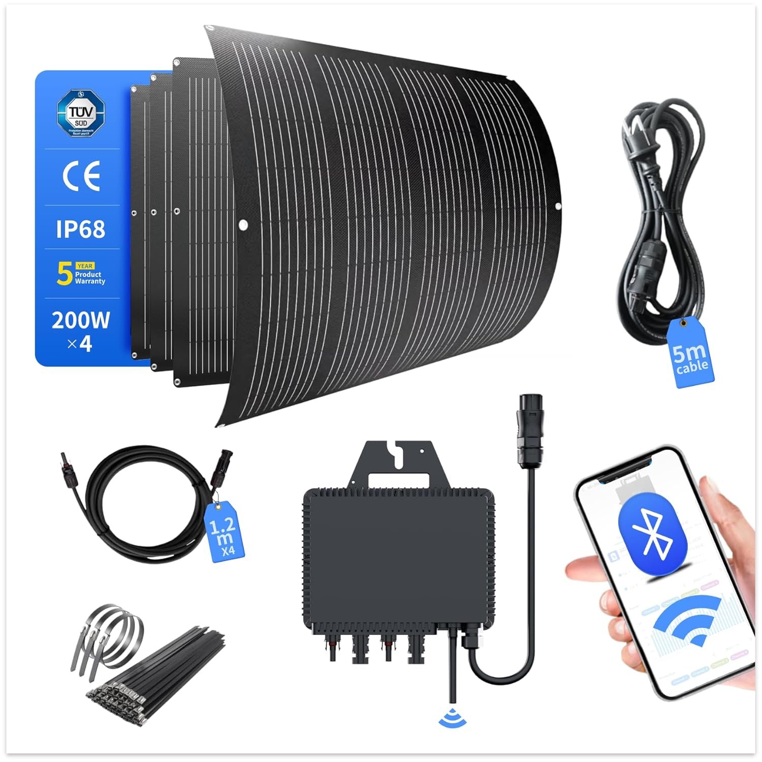 Kit solar de balcón 800W con paneles flexibles y microinversor incluido kit solar instalado en balcón con paneles flexibles