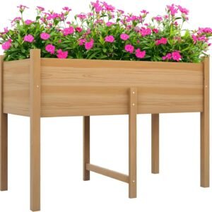 mesa de cultivo elevada para huerto urbano en terraza