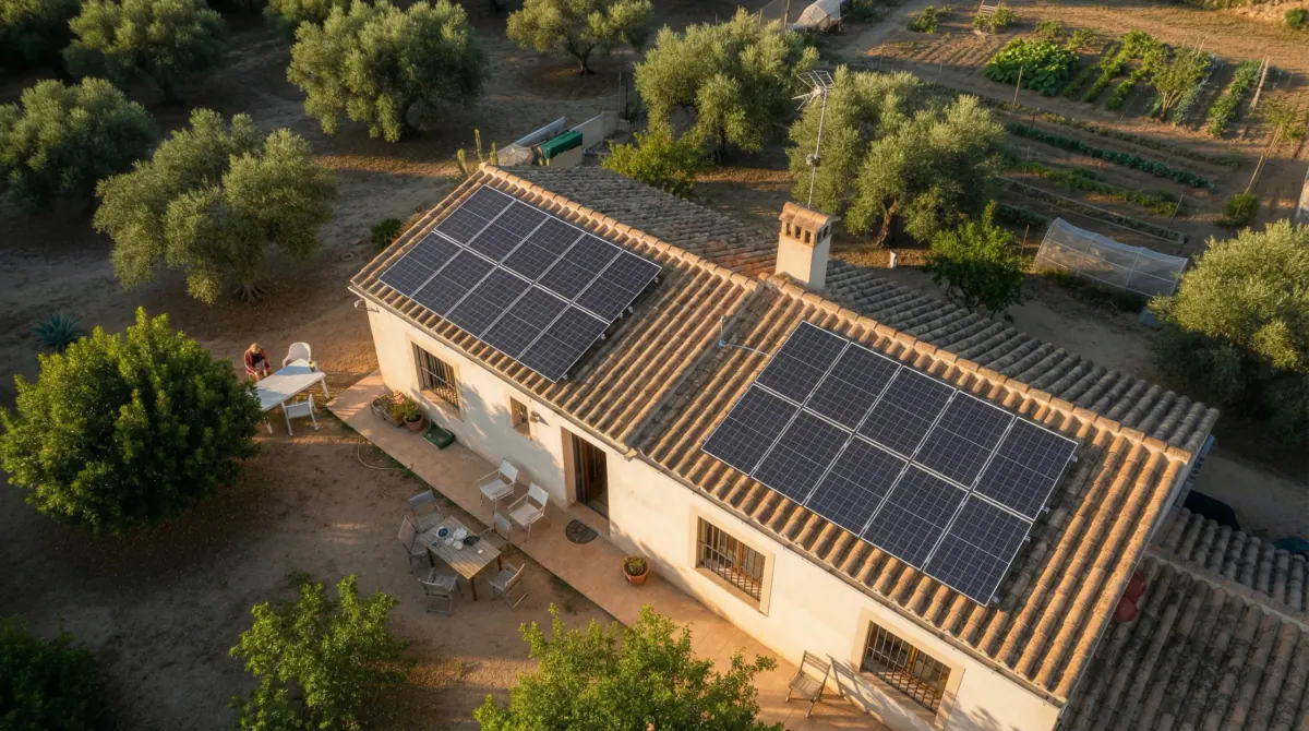 Vivienda con espacio exterior para una instalación solar