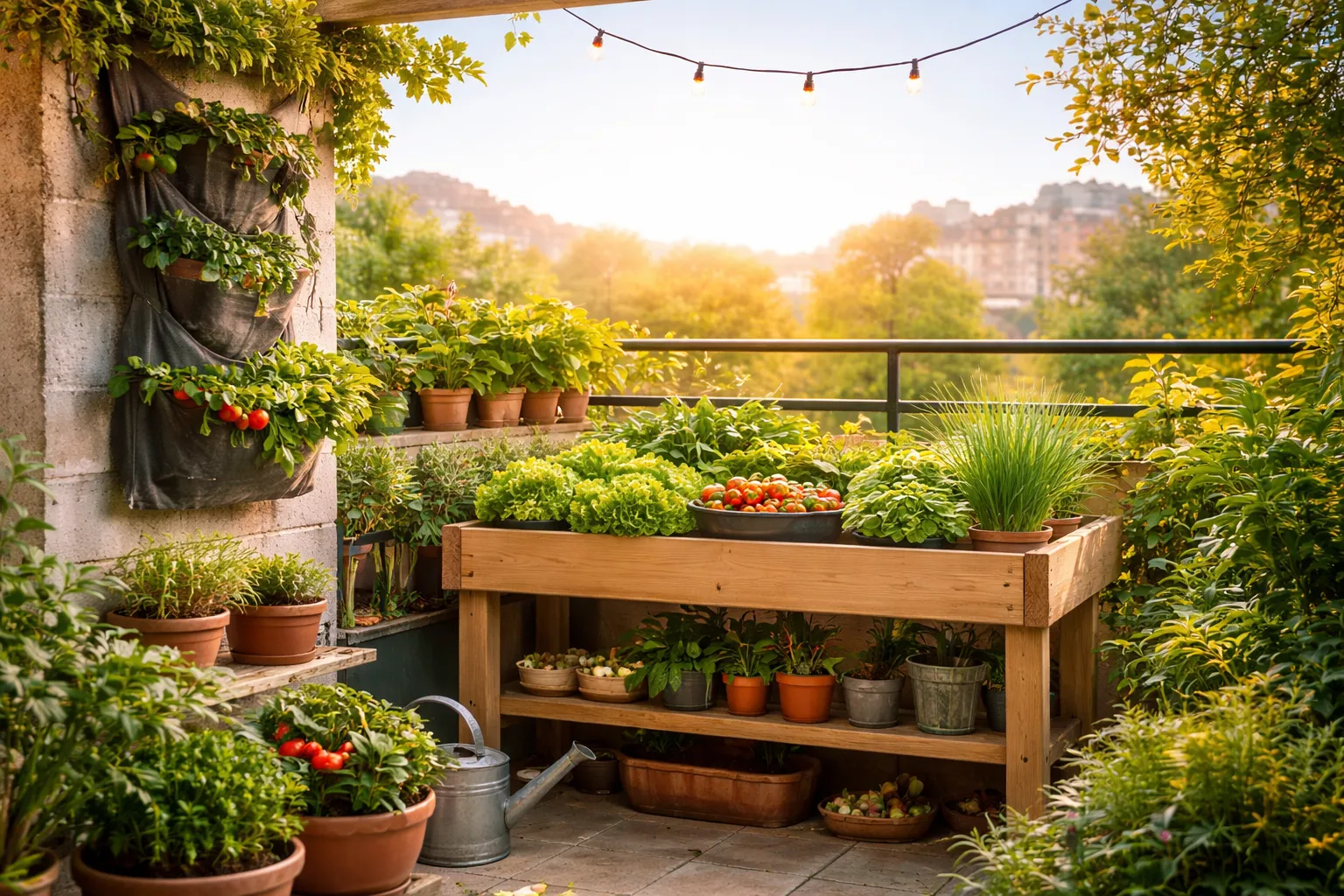 Mejores kits de huerto urbano para balcón en España (2026) – Guía completa Huerto autosuficiente en balcón con mesa de cultivo, plantas y sistema urbano en España